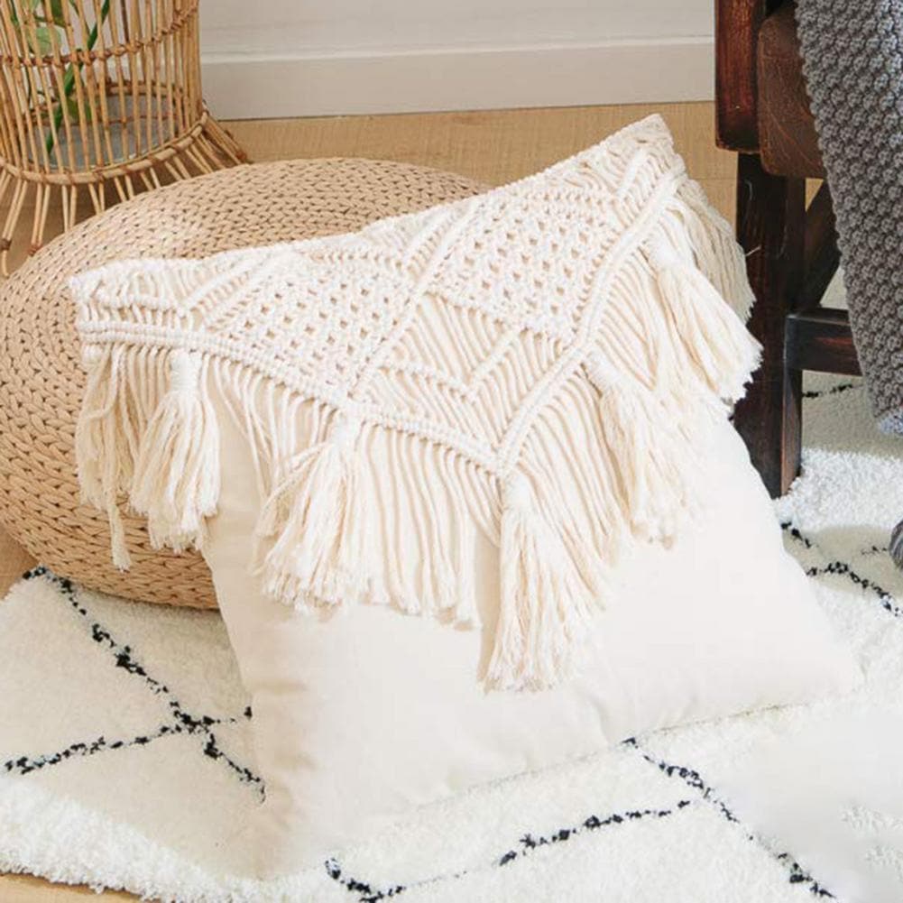 Boho Cotton Embroidered Throw Pillow Cushion Cover