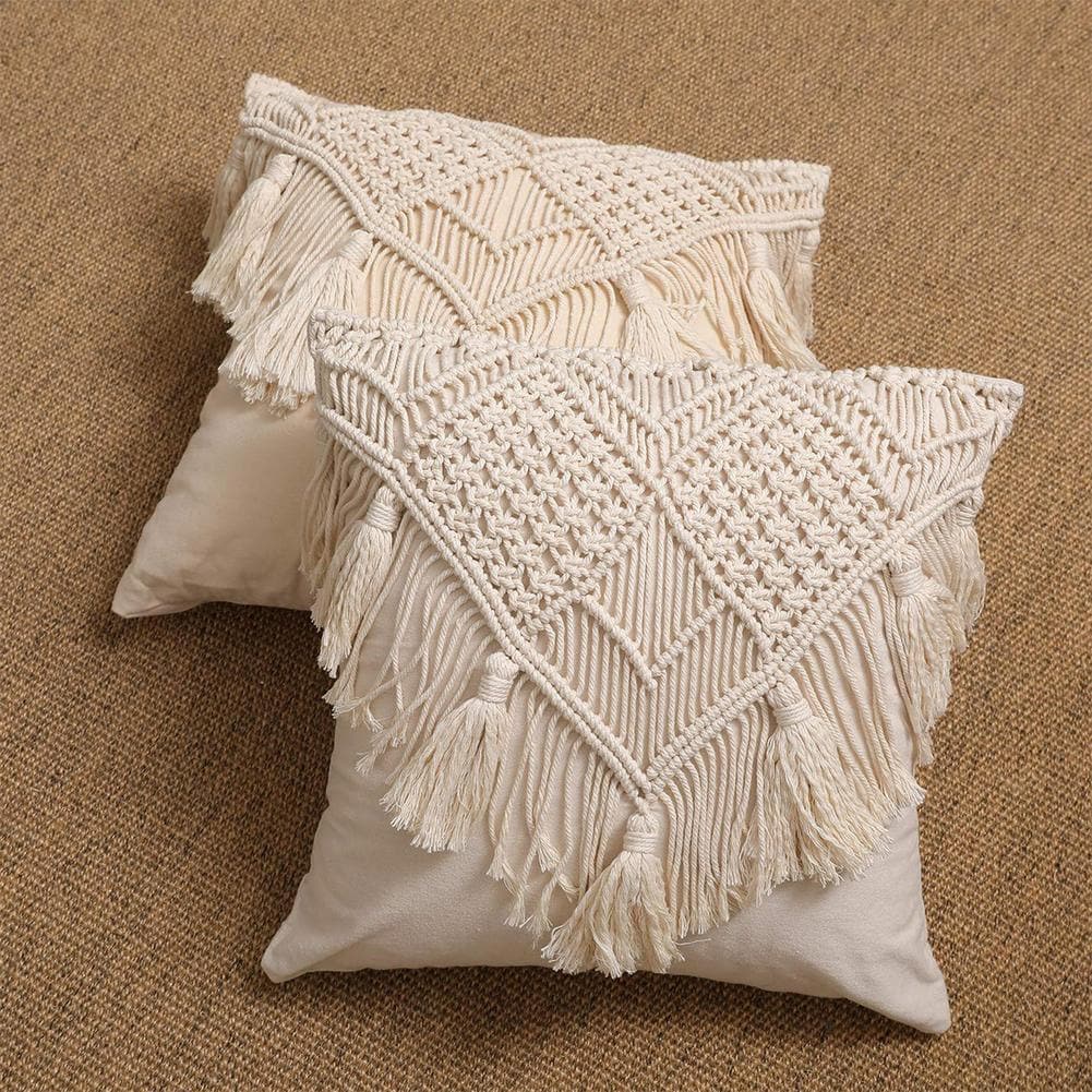 Boho Cotton Embroidered Throw Pillow Cushion Cover