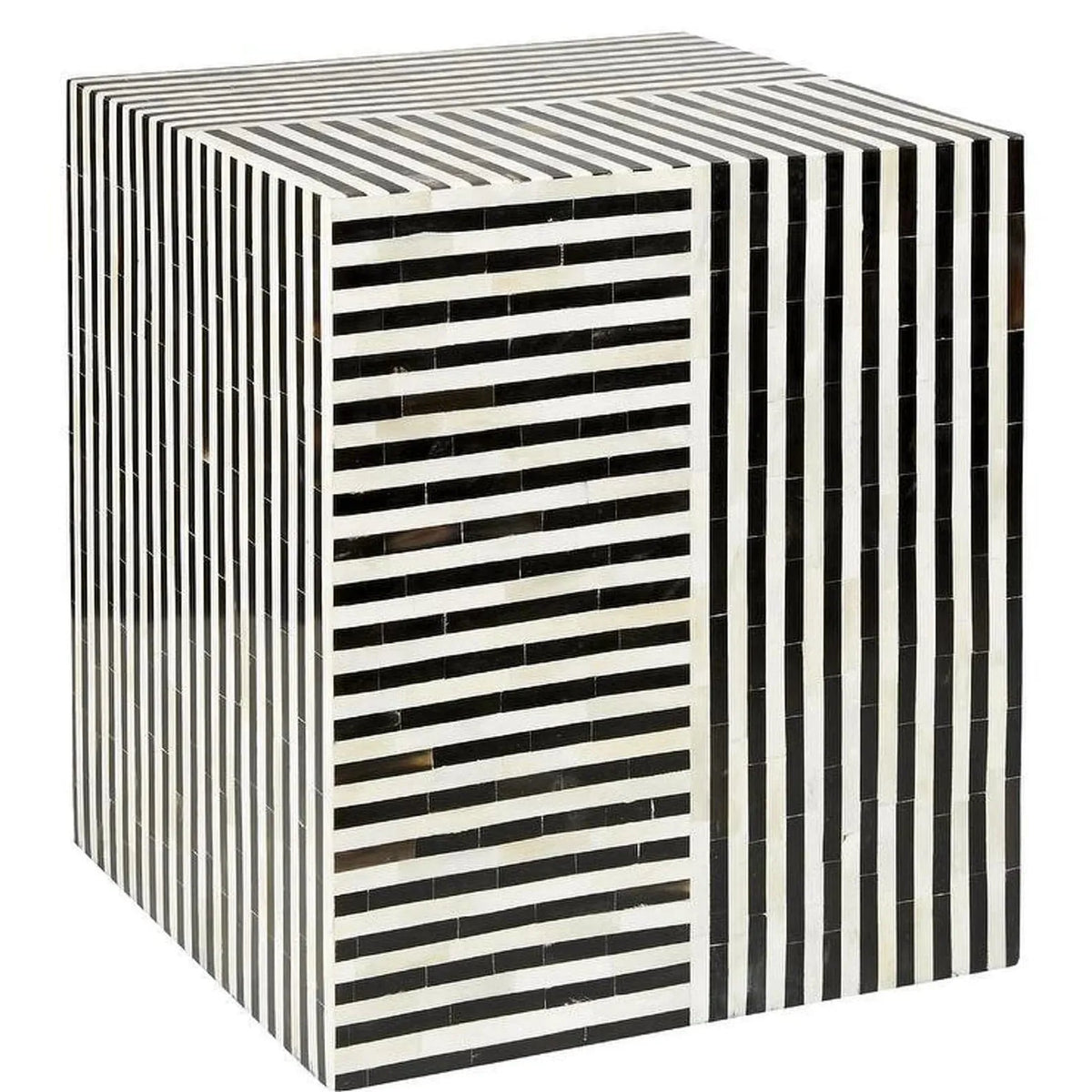 Bone Inlay Black and White Modern Side table