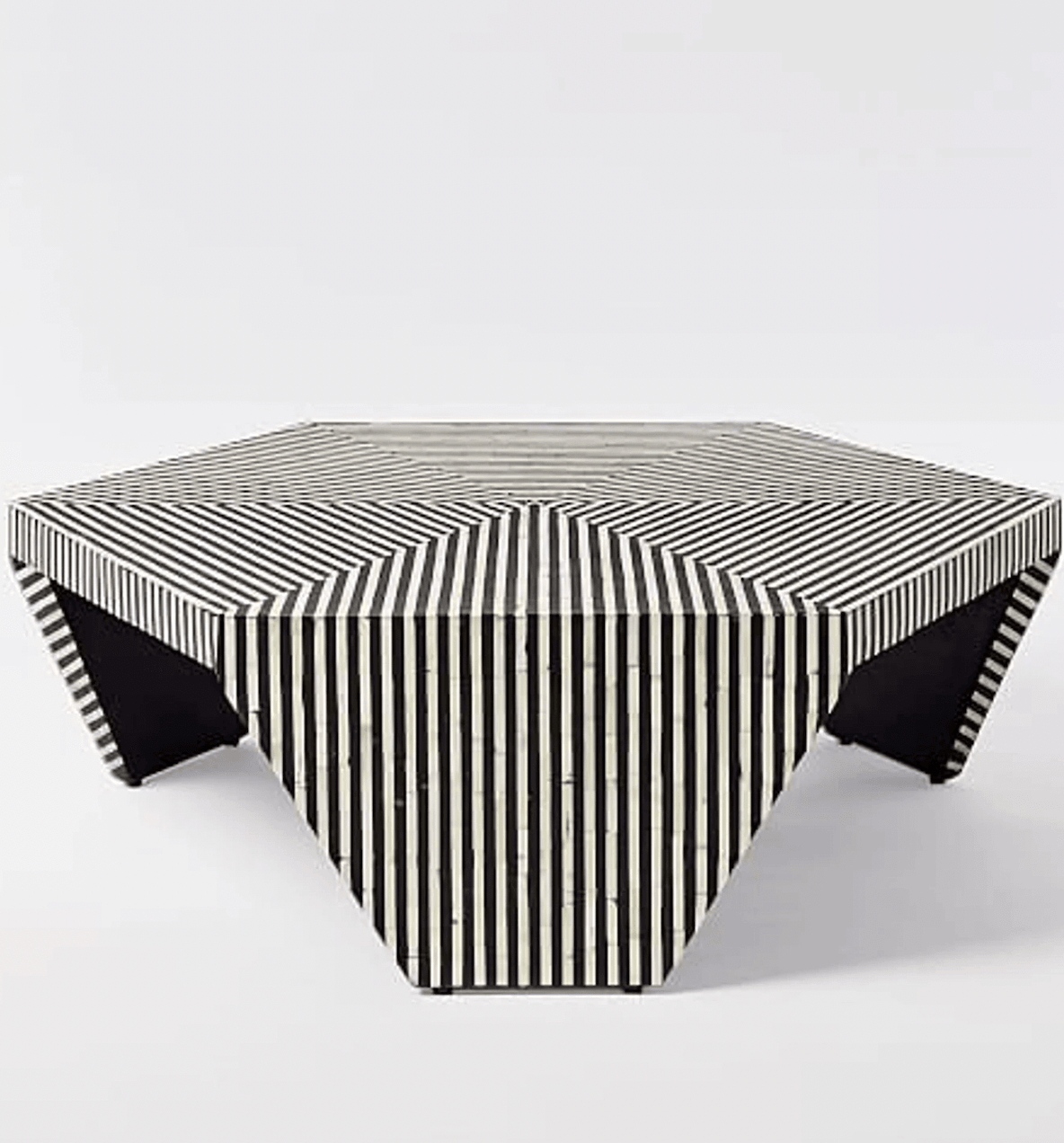 Bone Inlay Hexagon Optical Strip Coffee Table