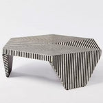 Bone Inlay Hexagon Optical Strip Coffee Table