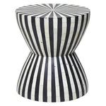 Bone Inlay Modern Striped Round Side Table