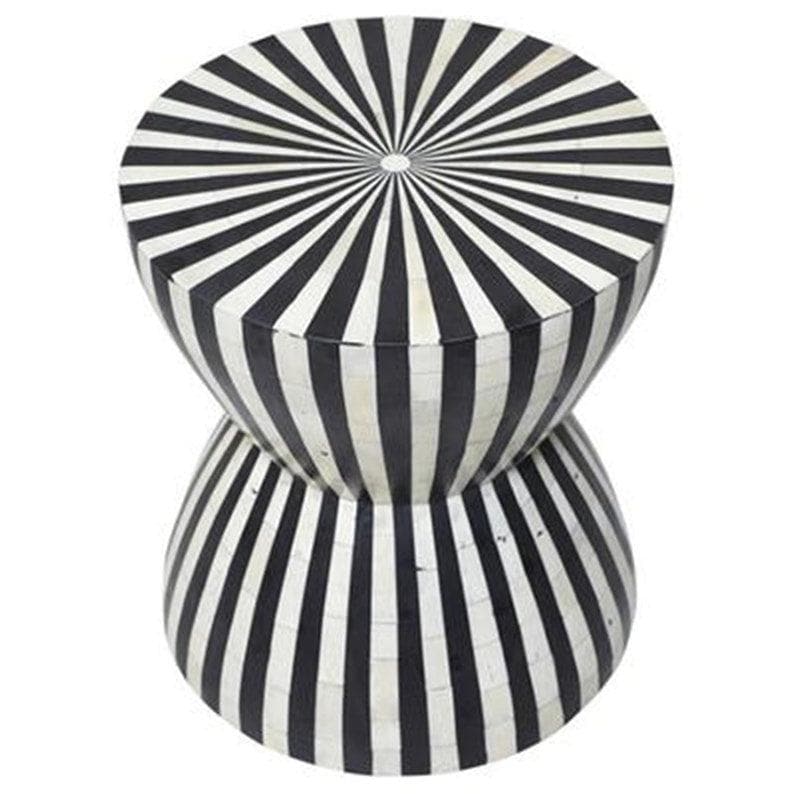 Bone Inlay Modern Striped Round Side Table