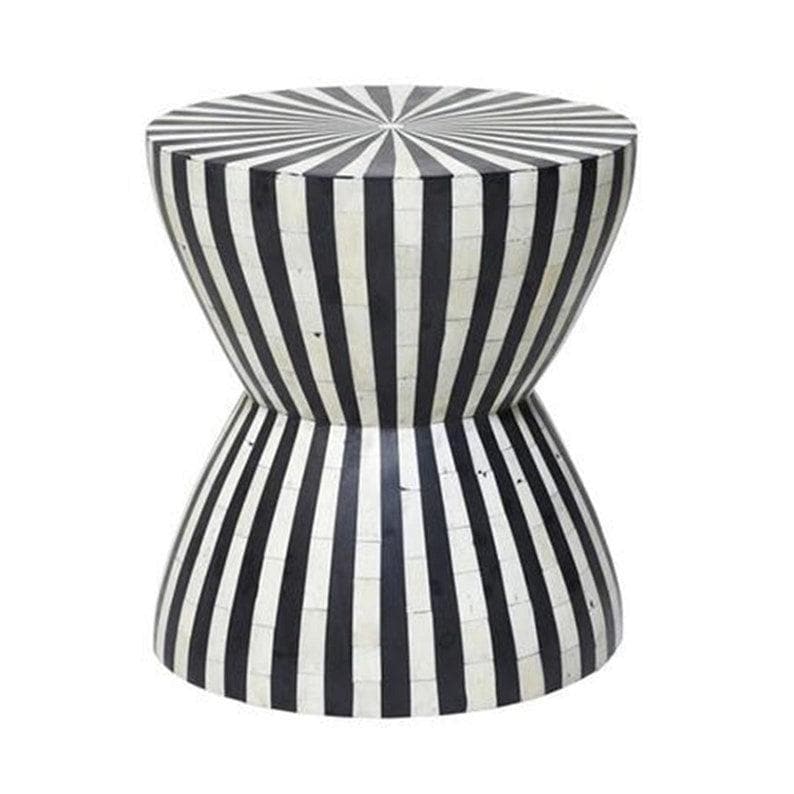 Bone Inlay Modern Striped Round Side Table