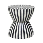 Bone Inlay Modern Striped Round Side Table