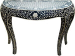 Bone Inlay Wooden Floral Pattern Console Table