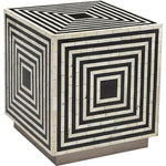 Bone Inlay Wooden Modern Striped Square End table