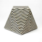 Bone Inlay Wooden Zig Zag Pattern End Table Black