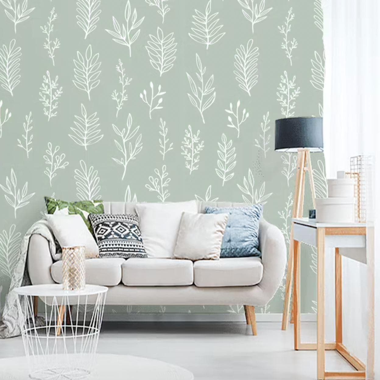 Monstera Leaf wallpaper in sage green