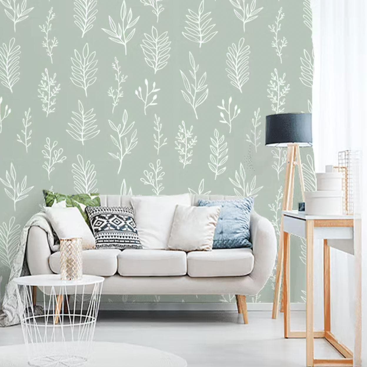 Botanical Sage Green Wallpaper - MAIA HOMES