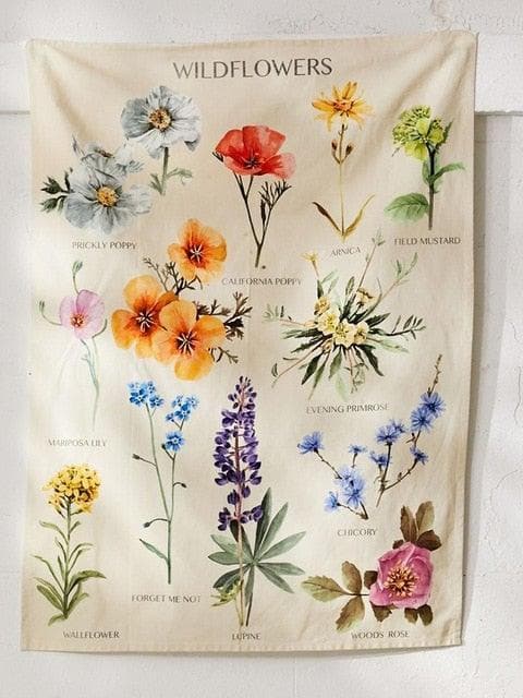 Botanical Wildflower Wall Hanging Tapestry - MAIA HOMES