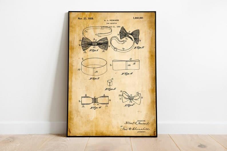 Bow Tie Patent Print| Framed Art Print