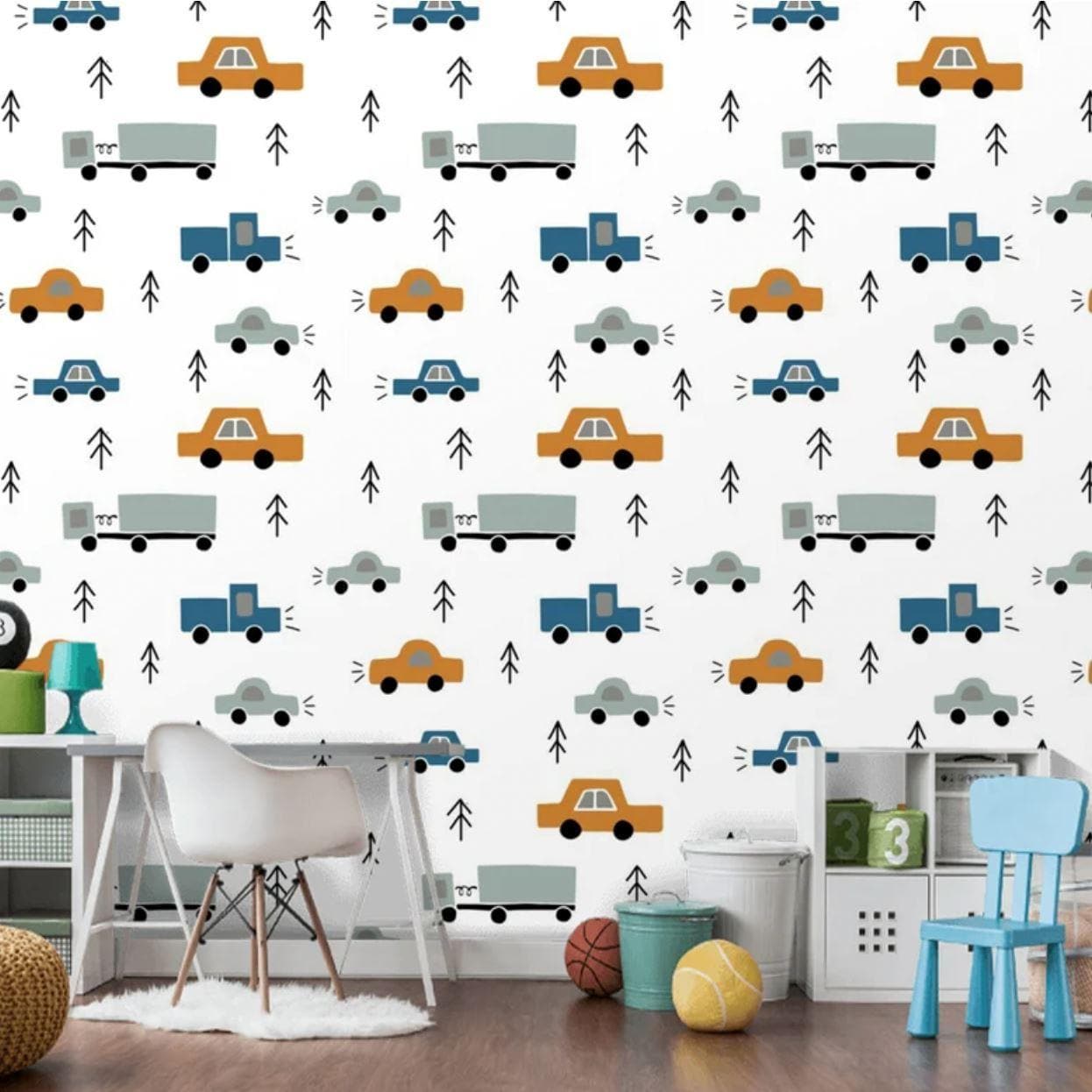 Boy's Cartoon Cars Wallpaper Mural