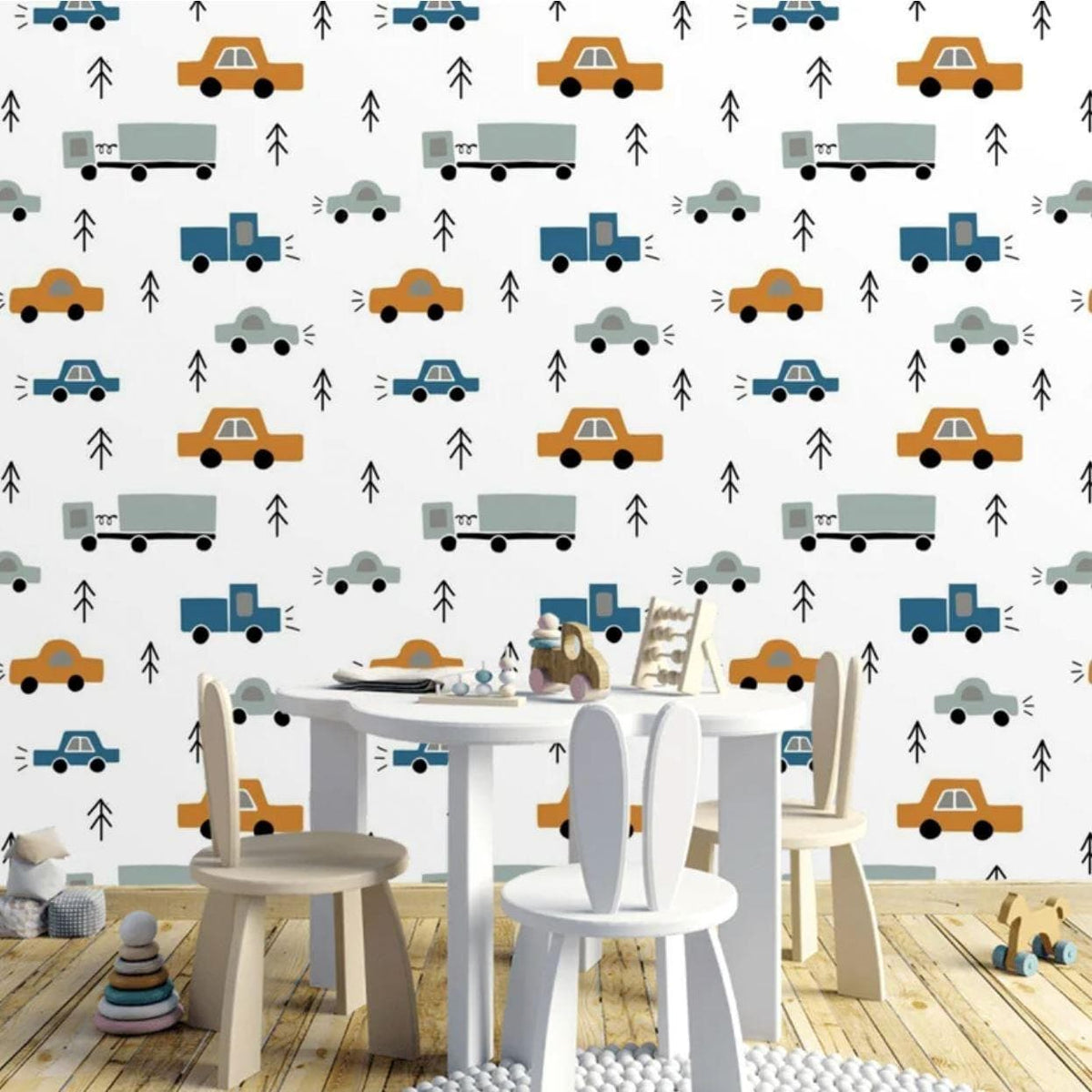 Boy's Cartoon Cars Wallpaper Mural