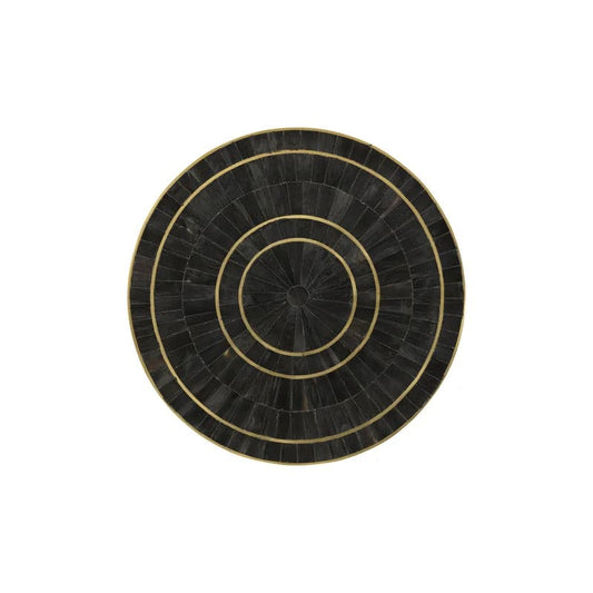 Brass Black Bone Inlay Round Side Table - MAIA HOMES