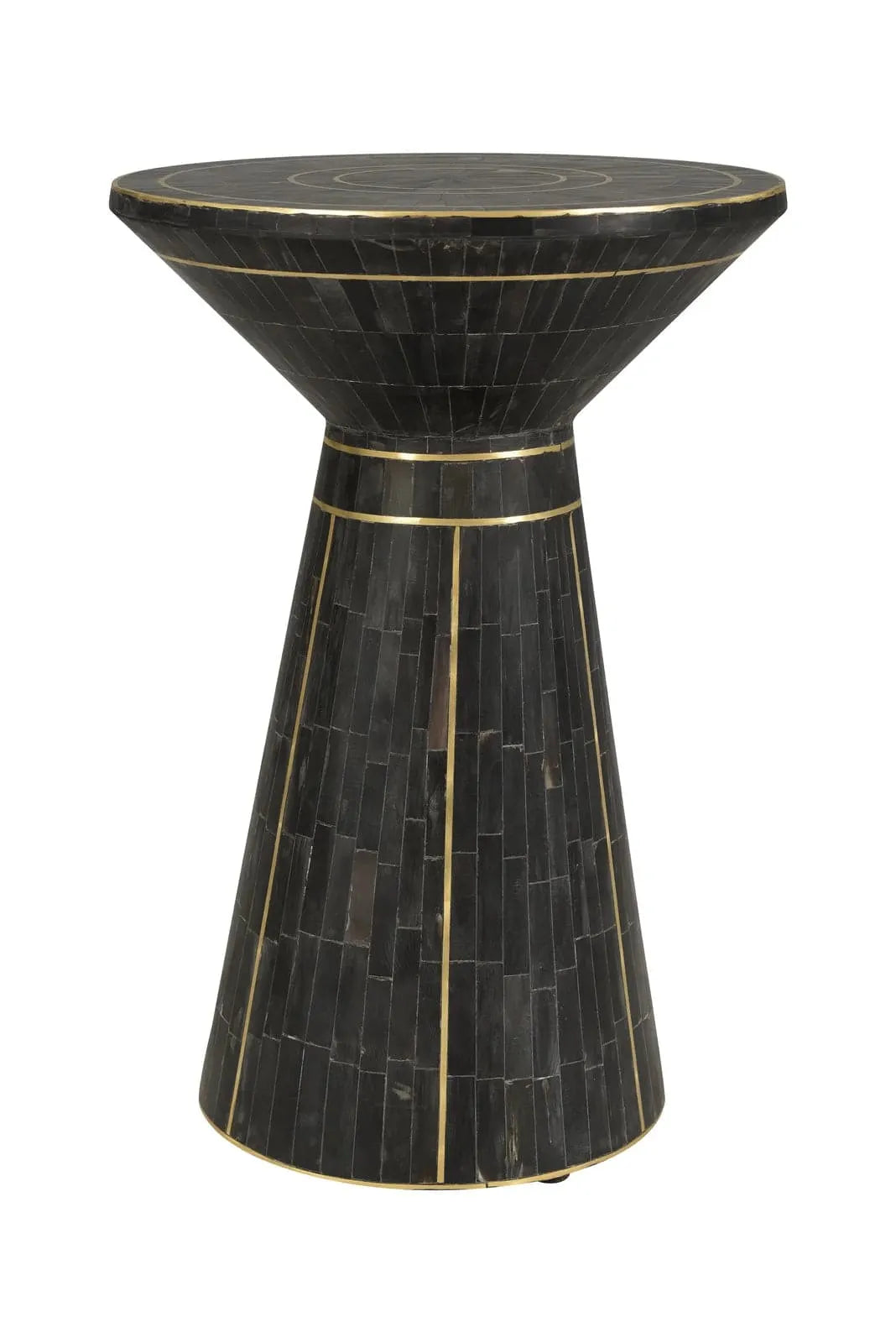 Brass Black Bone Inlay Round Side Table