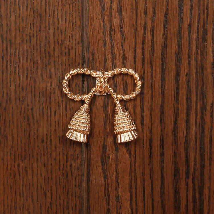 Brass Bow Shaped Cabinet Door Knobs - Set of 2