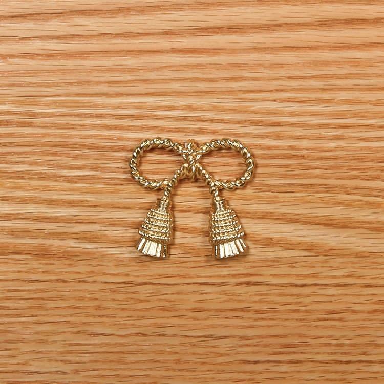 Brass Bow Shaped Cabinet Door Knobs - Set of 2