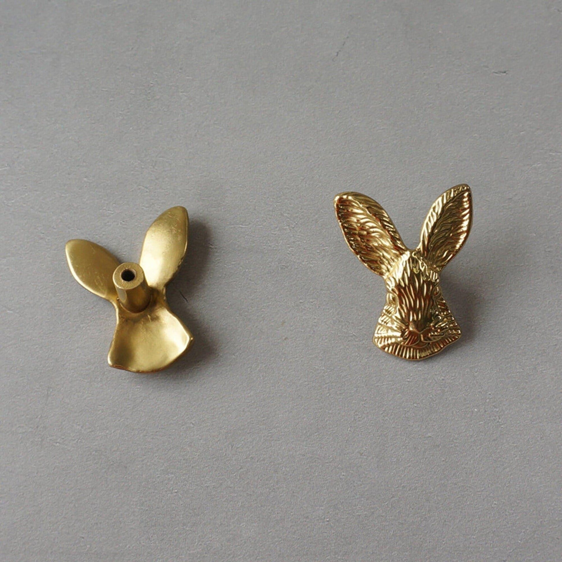 Antique Brass Knobs - Animal Inspired Rabbit Design - Iron Drawer