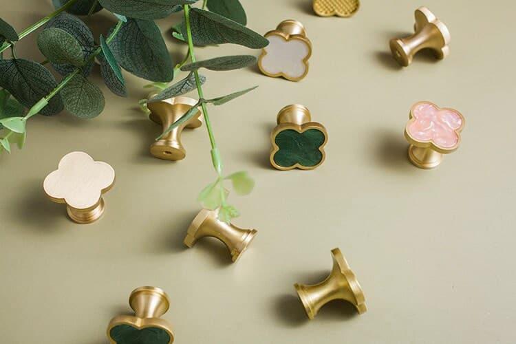 Brass Clover Shaped Door Knobs