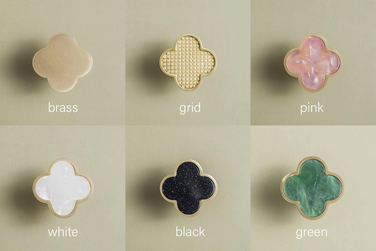 Brass Clover Shaped Door Knobs