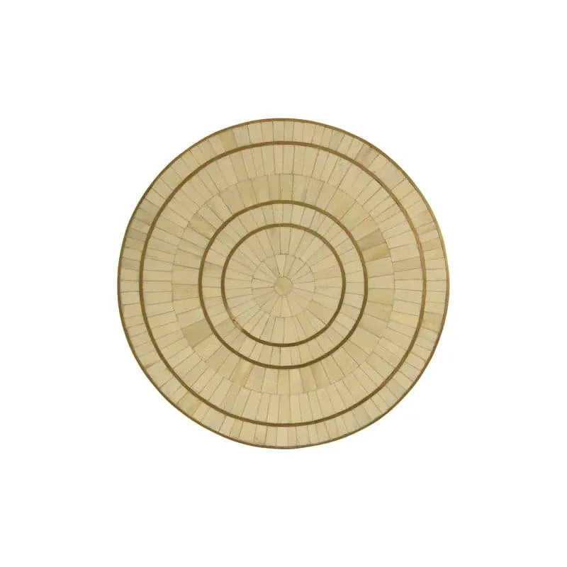 Brass Cream Bone Inlay Round Side Table