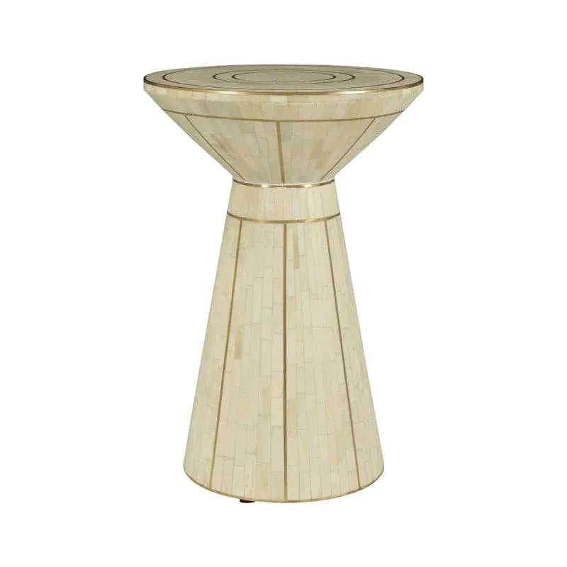 Brass Cream Bone Inlay Round Side Table