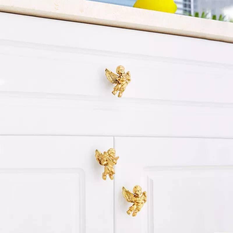 Brass Cupid Angelic Cabinet Drawer Knobs - Set of 2