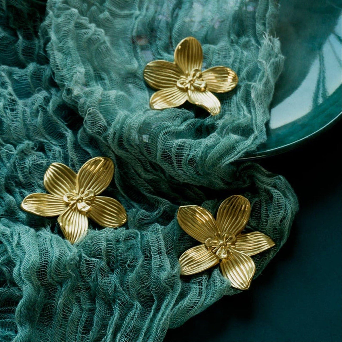 Brass Dogwood Flower Door Knobs - Set of 2 - MAIA HOMES