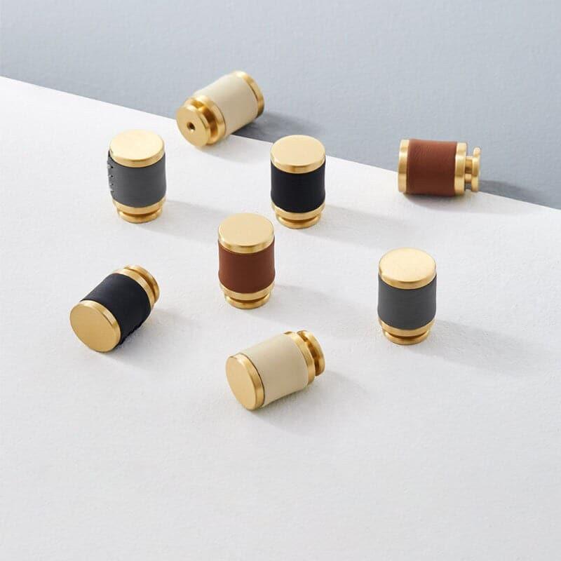 Brass Leather Cabinet Door Knobs