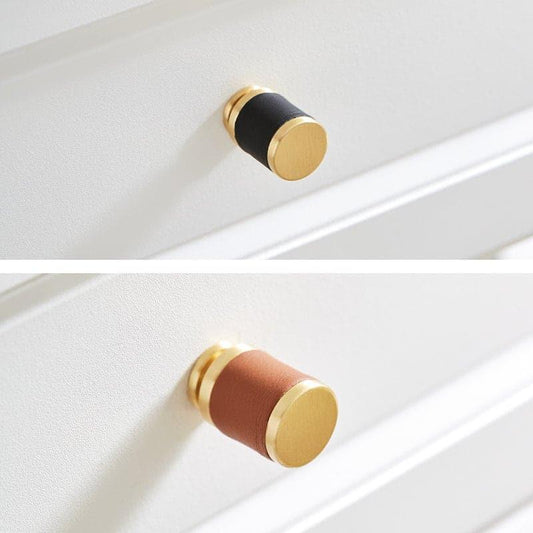 Brass Leather Cabinet Door Knobs - MAIA HOMES