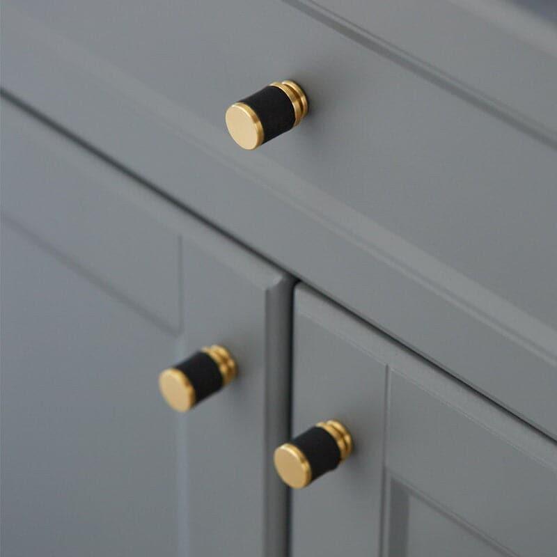 Brass Leather Cabinet Door Knobs