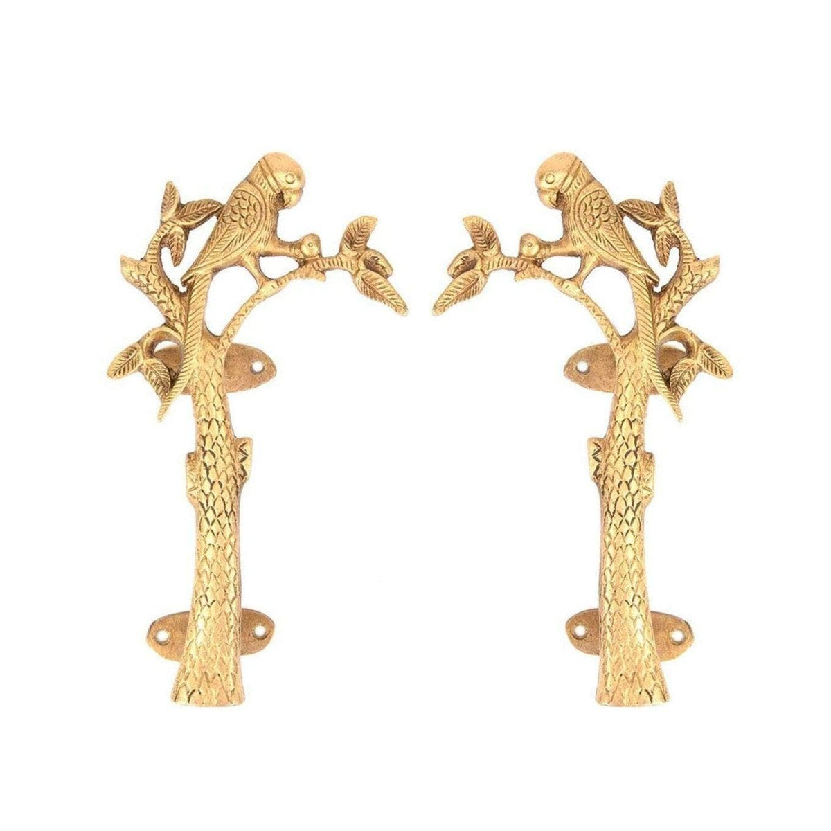 Brass Parrot On Tree Door Pulls