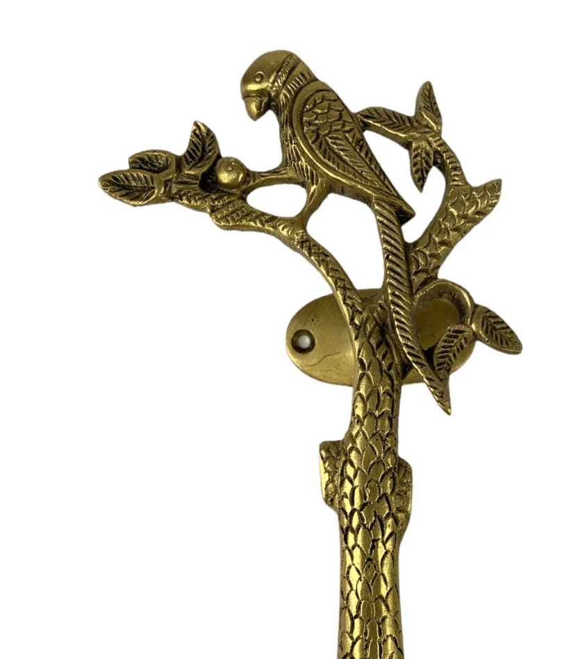 Brass Parrot On Tree Door Pulls