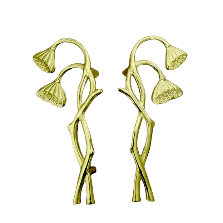 Brass Poppy Flower Door Handles Pair of handles