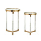 Brassed Cross Legs End Table Set of 2