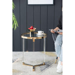 Brassed Cross Legs End Table Set of 2