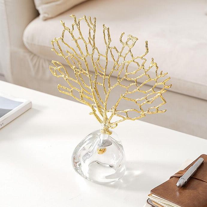 Brassed Sea Coral on Acrylic Stand - MAIA HOMES