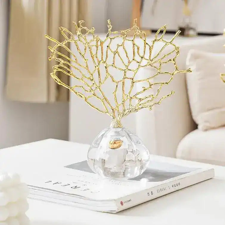 Brassed Sea Coral on Acrylic Stand