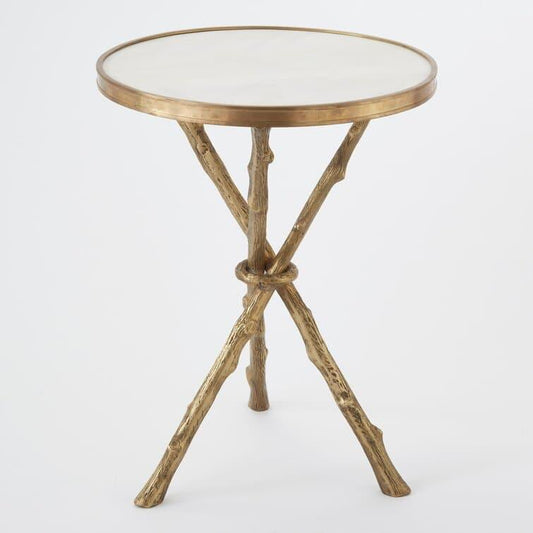 Brassed Twig Pedestal End Table - MAIA HOMES