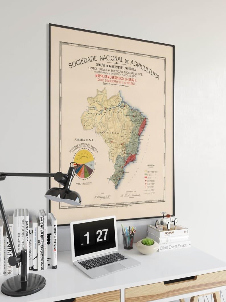 Brazil Map Print| Art History