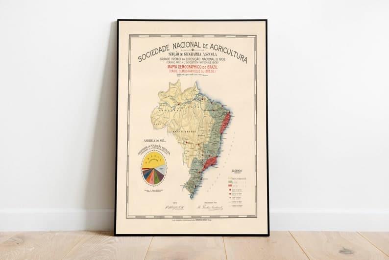 Brazil Map Print| Art History - MAIA HOMES