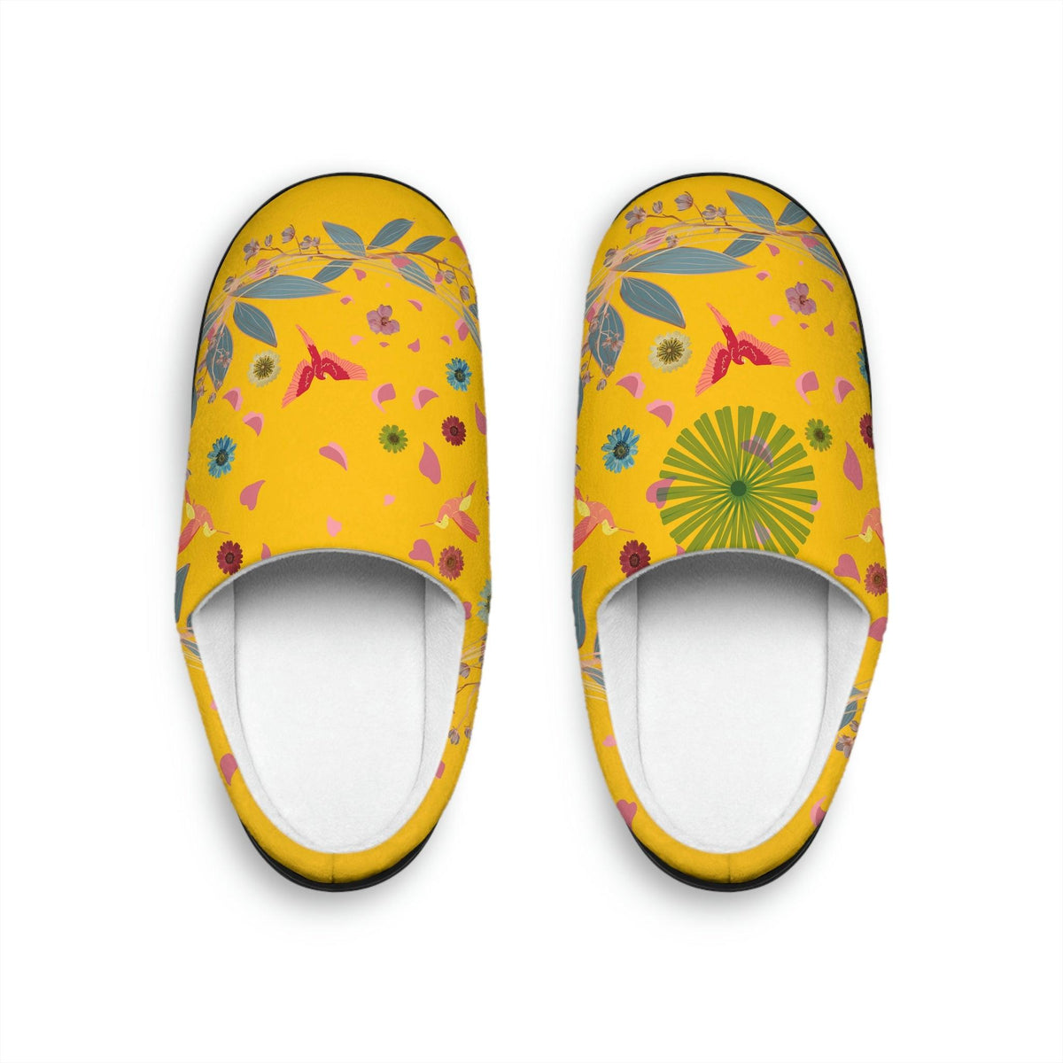 Bright Spring Flowers Women's Indoor Slippers Black sole