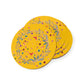 Bright Yellow Floral and Birds Coaster Round 3.7" x 3.7" 4-piece set