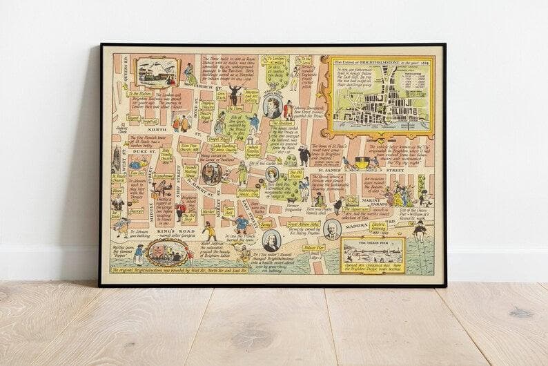 Brighton Map Print| Fine Art Prints - MAIA HOMES