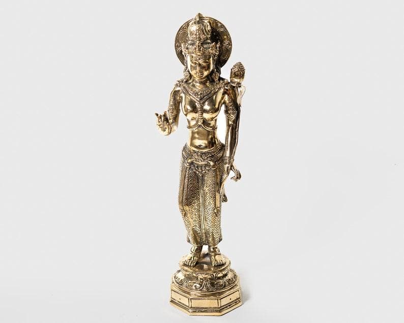 Bronze Majapahit Devi Tara Statue POLISHED BRASS