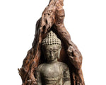 Bronze Meditating Buddha in the Wood Figurine - Large