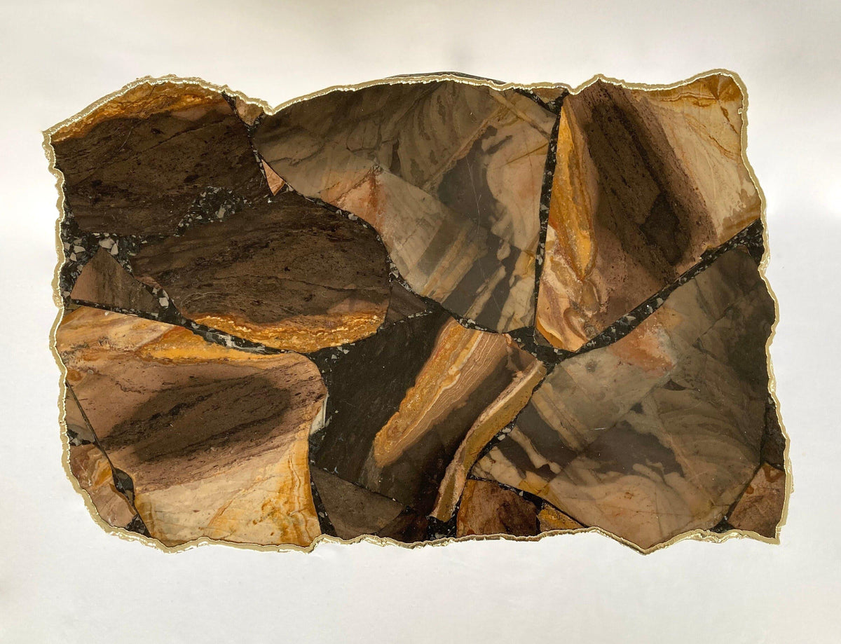 Brown Agate Quartz Organic Edge Accent Table