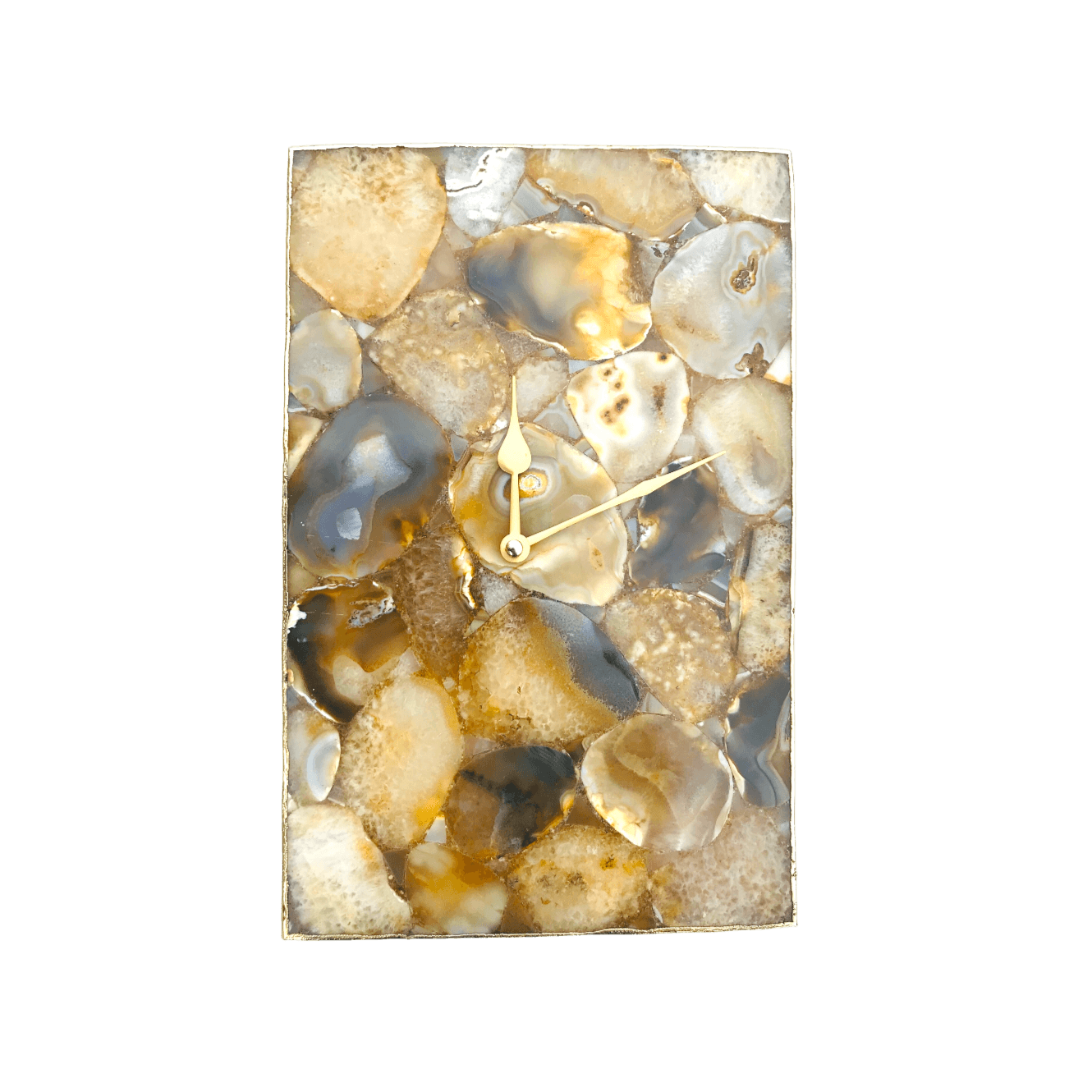 Brown Crystal Agate Rectangular Large Wall Clock