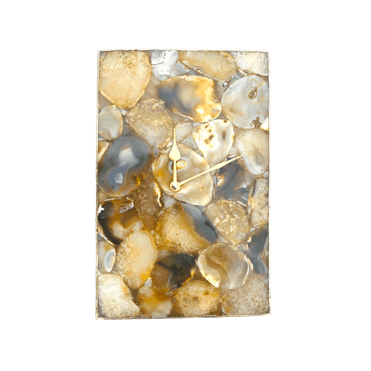 Brown Crystal Agate Rectangular Large Wall Clock - MAIA HOMES